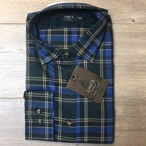 NWT Lincs Mens 100% Cotton Dress Shirt XL